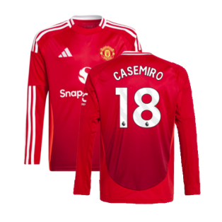2024-2025 Man Utd Long Sleeve Home Shirt (Kids) (Casemiro 18)