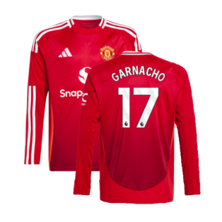 2024-2025 Man Utd Long Sleeve Home Shirt (Kids) (Garnacho 17)
