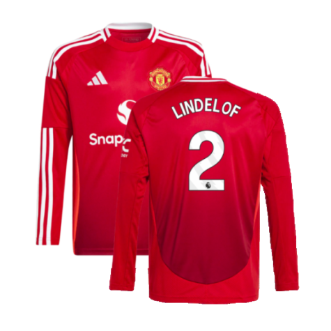 2024-2025 Man Utd Long Sleeve Home Shirt (Kids) (Lindelof 2)