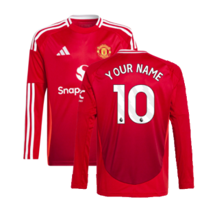 2024-2025 Man Utd Long Sleeve Home Shirt (Kids) (Your Name)