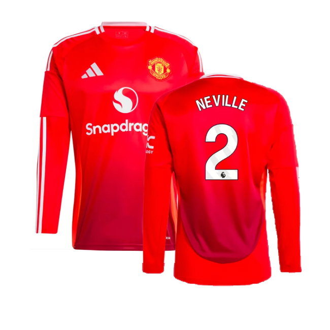 2024-2025 Man Utd Long Sleeve Home Shirt (Neville 2)