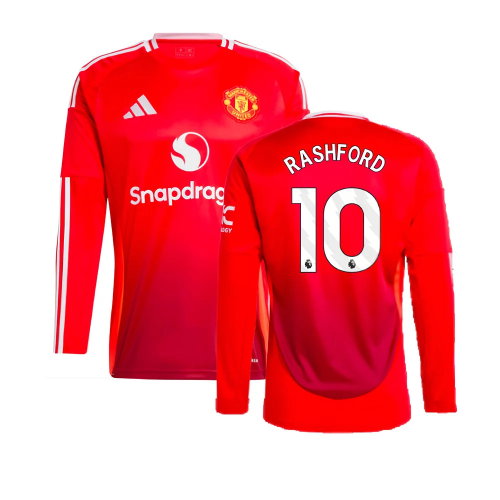 2024-2025 Man Utd Long Sleeve Home Shirt (Rashford 10)