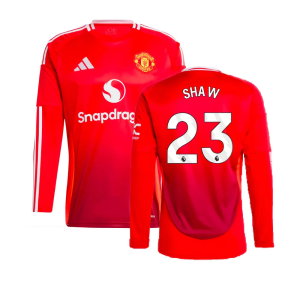 2024-2025 Man Utd Long Sleeve Home Shirt (Shaw 23)