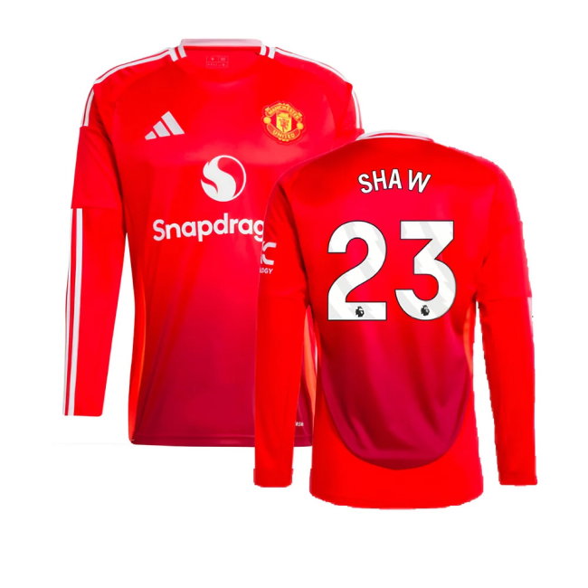2024-2025 Man Utd Long Sleeve Home Shirt (Shaw 23)