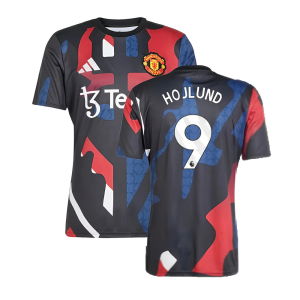 2024-2025 Man Utd Pre-Match Jersey (Black) (Hojlund 9)