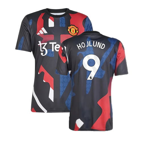 2024-2025 Man Utd Pre-Match Jersey (Black) (Hojlund 9)