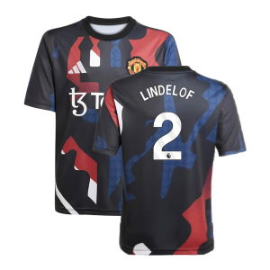 2024-2025 Man Utd Pre-Match Jersey (Black) - Kids (Lindelof 2)