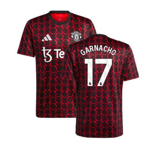 2024-2025 Man Utd Pre-Match Shirt (Black) (Garnacho 17)