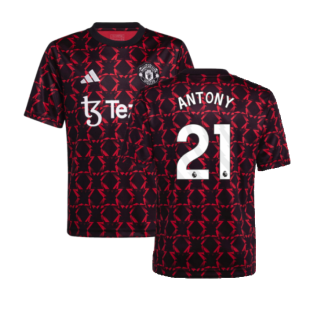 2024-2025 Man Utd Pre-Match Shirt (Black) - Kids (Antony 21)