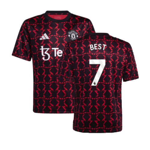 2024-2025 Man Utd Pre-Match Shirt (Black) - Kids (Best 7)