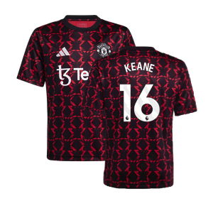 2024-2025 Man Utd Pre-Match Shirt (Black) - Kids (Keane 16)