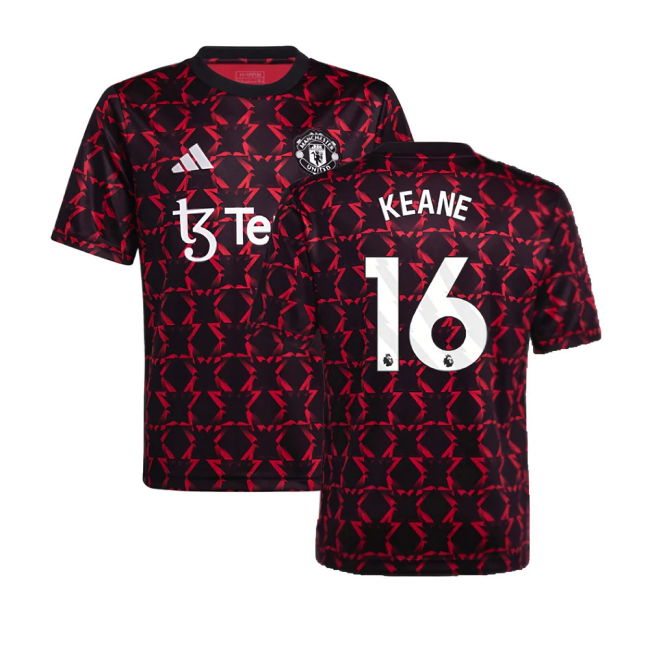 2024-2025 Man Utd Pre-Match Shirt (Black) - Kids (Keane 16)