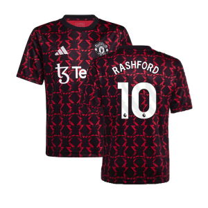 2024-2025 Man Utd Pre-Match Shirt (Black) - Kids (Rashford 10)