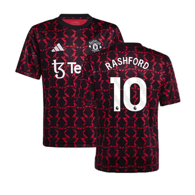 2024-2025 Man Utd Pre-Match Shirt (Black) - Kids (Rashford 10)