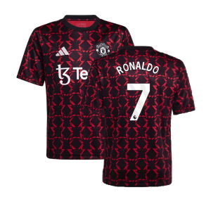 2024-2025 Man Utd Pre-Match Shirt (Black) - Kids (Ronaldo 7)