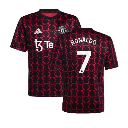 2024-2025 Man Utd Pre-Match Shirt (Black) - Kids (Ronaldo 7)