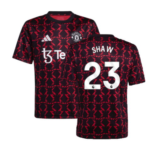 2024-2025 Man Utd Pre-Match Shirt (Black) - Kids (Shaw 23)
