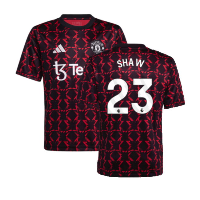 2024-2025 Man Utd Pre-Match Shirt (Black) - Kids (Shaw 23)
