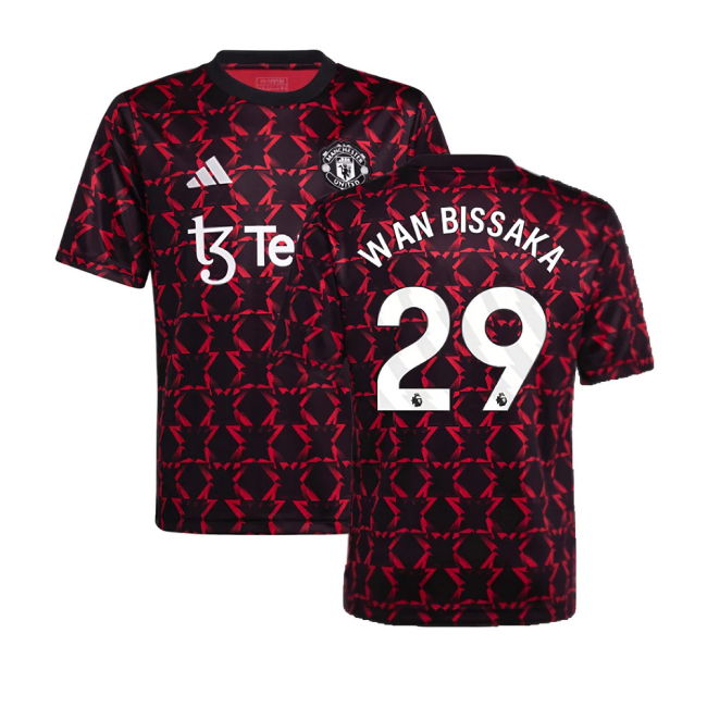 2024-2025 Man Utd Pre-Match Shirt (Black) - Kids (Wan Bissaka 29)