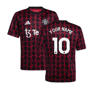 2024-2025 Man Utd Pre-Match Shirt (Black) - Kids (Your Name)