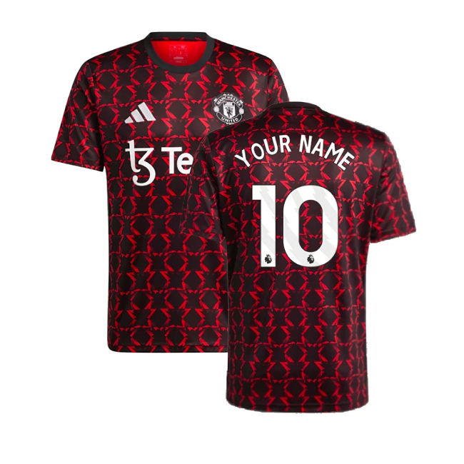 2024-2025 Man Utd Pre-Match Shirt (Black) (Your Name)