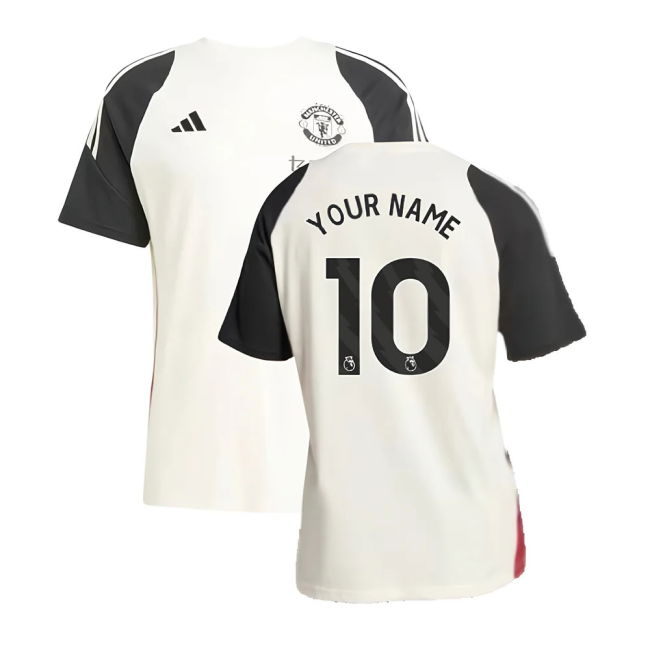 2024-2025 Man Utd Training Tee (Off White) (Your Name)