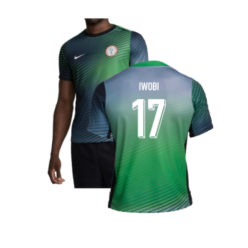2024-2025 Nigeria Pre-Match Training Shirt (Cool Grey) (Iwobi 17)