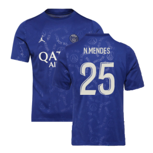 2024-2025 PSG Academy Pro Fourth Pre-Match Top (Blue) (N.Mendes 25)