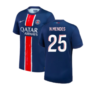 2024-2025 PSG Paris Saint Germain Home Shirt (Kids) (N.Mendes 25)
