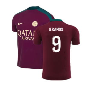 2024-2025 PSG Strike Dri-Fit Training Shirt (Bordeaux) - Kids (G.Ramos 9)