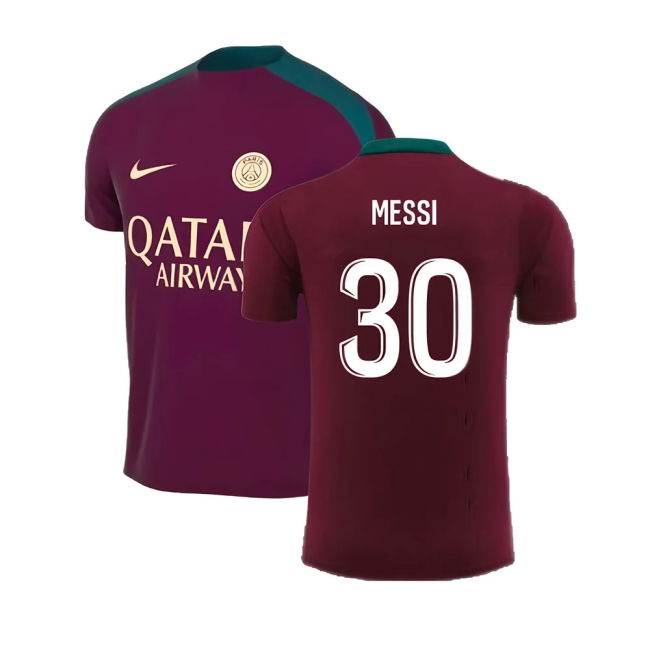 2024-2025 PSG Strike Dri-Fit Training Shirt (Bordeaux) - Kids (Messi 30)