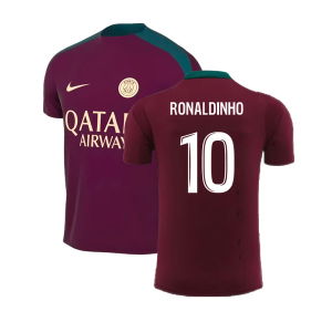 2024-2025 PSG Strike Dri-Fit Training Shirt (Bordeaux) - Kids (Ronaldinho 10)