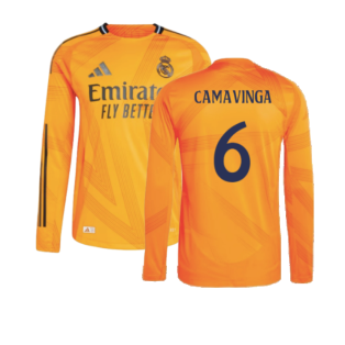 2024-2025 Real Madrid Authentic Long Sleeve Away Shirt (Camavinga 6)