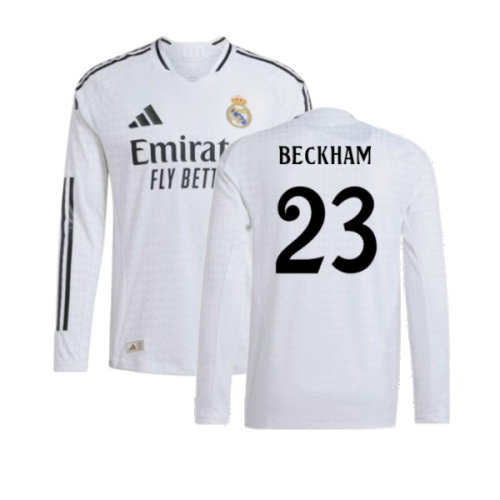 2024-2025 Real Madrid Authentic Long Sleeve Home Shirt (Beckham 23)