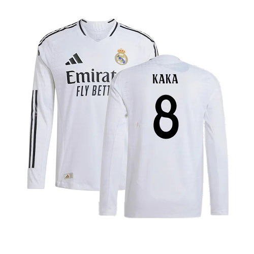 2024-2025 Real Madrid Authentic Long Sleeve Home Shirt (Kaka 8)
