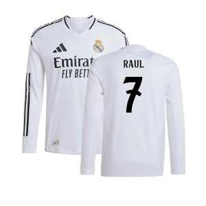 2024-2025 Real Madrid Authentic Long Sleeve Home Shirt (Raul 7)