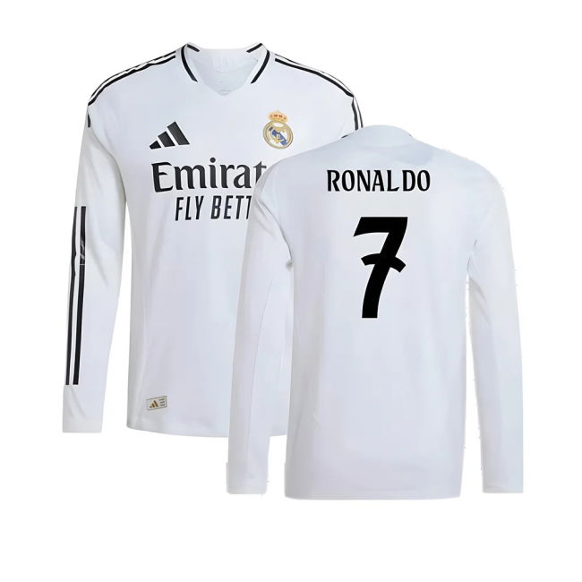 2024-2025 Real Madrid Authentic Long Sleeve Home Shirt (Ronaldo 7)