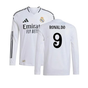 2024-2025 Real Madrid Authentic Long Sleeve Home Shirt (Ronaldo 9)