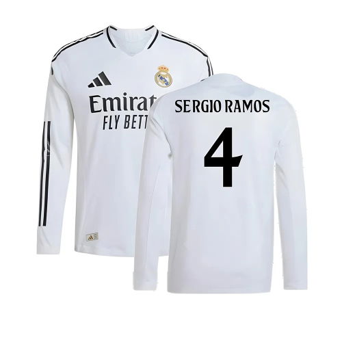 2024-2025 Real Madrid Authentic Long Sleeve Home Shirt (Sergio Ramos 4)