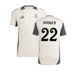 2024-2025 Real Madrid EU Training Jersey (Putty Mauve) (Rudiger 22)
