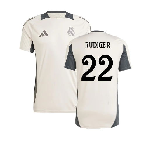 2024-2025 Real Madrid EU Training Jersey (Putty Mauve) (Rudiger 22)