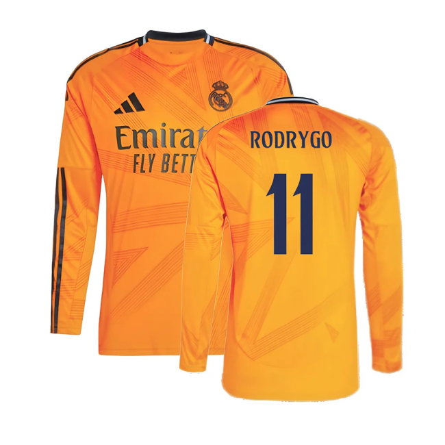 2024-2025 Real Madrid Long Sleeve Away Shirt (Rodrygo 11)