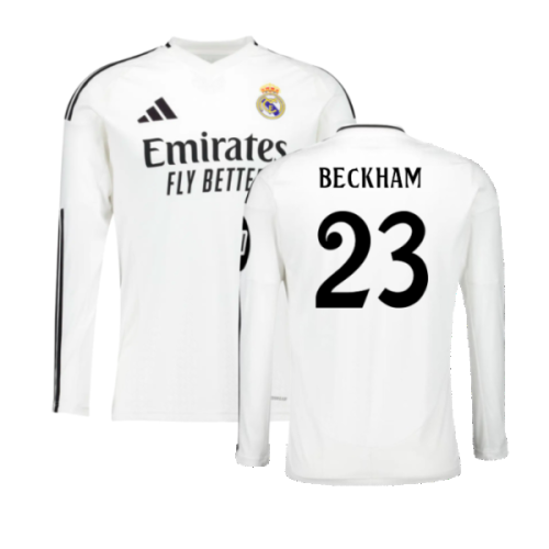 2024-2025 Real Madrid Long Sleeve Home Shirt (Beckham 23)