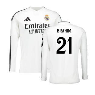 2024-2025 Real Madrid Long Sleeve Home Shirt (Brahim 21)
