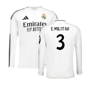 2024-2025 Real Madrid Long Sleeve Home Shirt (E.Militao 3)