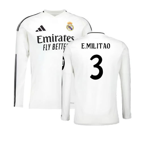 2024-2025 Real Madrid Long Sleeve Home Shirt (E.Militao 3)
