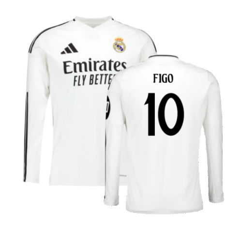 2024-2025 Real Madrid Long Sleeve Home Shirt (Figo 10)