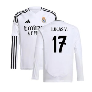 2024-2025 Real Madrid Long Sleeve Home Shirt (Kids) (Lucas V. 17)