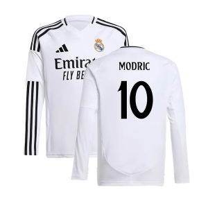 2024-2025 Real Madrid Long Sleeve Home Shirt (Kids) (Modric 10)