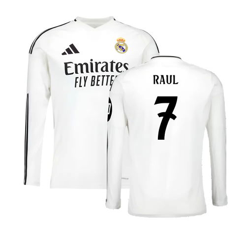 2024-2025 Real Madrid Long Sleeve Home Shirt (Raul 7)